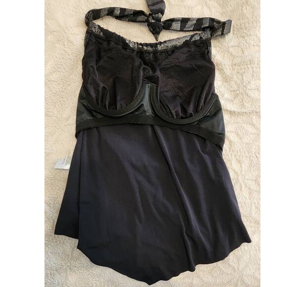 Miraclesuit Magicsuit Shine On Nicole Black Silver Tankini Top Size 8 - Picture 4 of 9